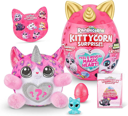 Rainbocorns Kittycorn Surprise Series 1, Clover the Exotic Cat - Pelúcia colecionável - 10 surpresas para desembalar, descascar e revelar coração, adesivos, maiores de 3 anos