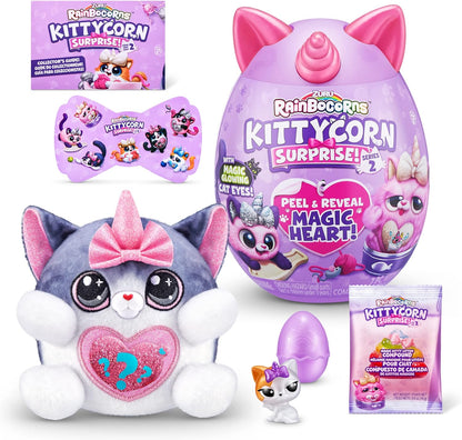 Rainbocorns Kittycorn Surprise Series 2, Starla the American Short Hair Cat - Pelúcia colecionável - 10 surpresas para desembalar, descascar e revelar coração, adesivos, maiores de 3 anos