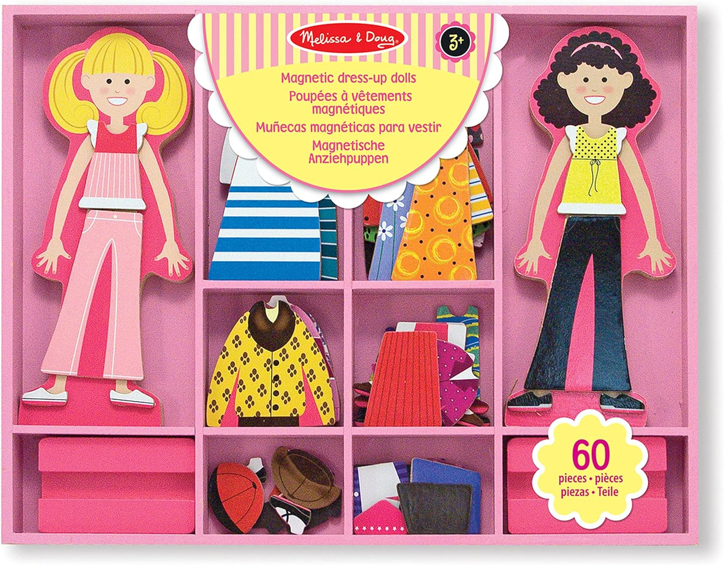 Melissa & Doug Bonecas magnéticas para brinquedos de meninas de 3 anos | Conjuntos de artesanato para meninas e meninos | Kits de artesanato de bonecas de madeira da moda para crianças de 3 anos ou mais