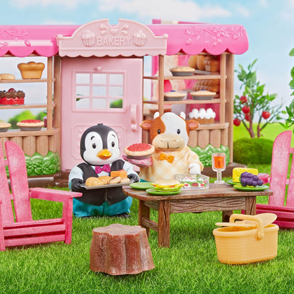 Li'l Woodzeez WZ6724Z Família de vacas FitzMoo para avós grandes - conjunto de 7 peças com estatuetas em miniatura - brinquedos e acessórios de animais para crianças a partir de 3 anos, multicoloridos