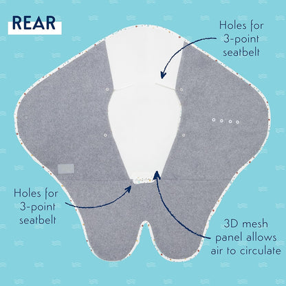 PurFlo acogedora manta de viaje envolvente | Forro de algodón de lujo y exterior de suave forro polar | Manta transpirable para asiento de coche y cochecito Star | Alternativa más segura a una manta suelta para el asiento del automóvil