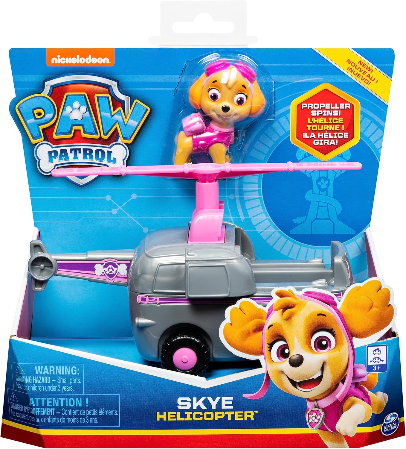 Paw Patrol, veículo helicóptero de Skye com figura colecionável, para crianças a partir de 3 anos