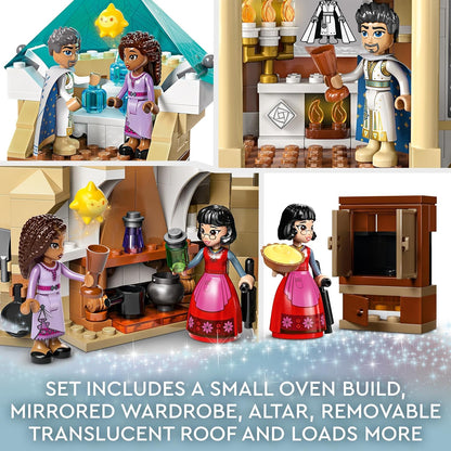 LEGO 43224 Brinquedo montável Disney Wish King Magnifico Castle do filme Wish com minibonecas Asha, Dahlia e King Magnifico mais figura de estrela, para meninas, meninos e crianças de 7 anos ou mais