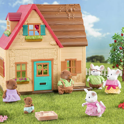 Li'l Woodzeez WZ6710Z Li'l Woodzeez - Família de ratos Nibblekin com avós - Conjunto de 7 peças com estatuetas em miniatura - Brinquedos e acessórios de animais para crianças a partir de 3 anos