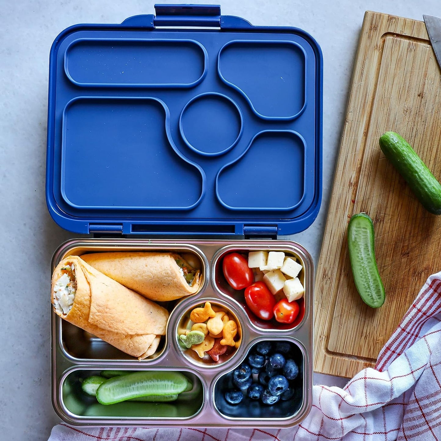 Yumbox Caixa Bento de aço inoxidável Presto (azul Santa Fé)