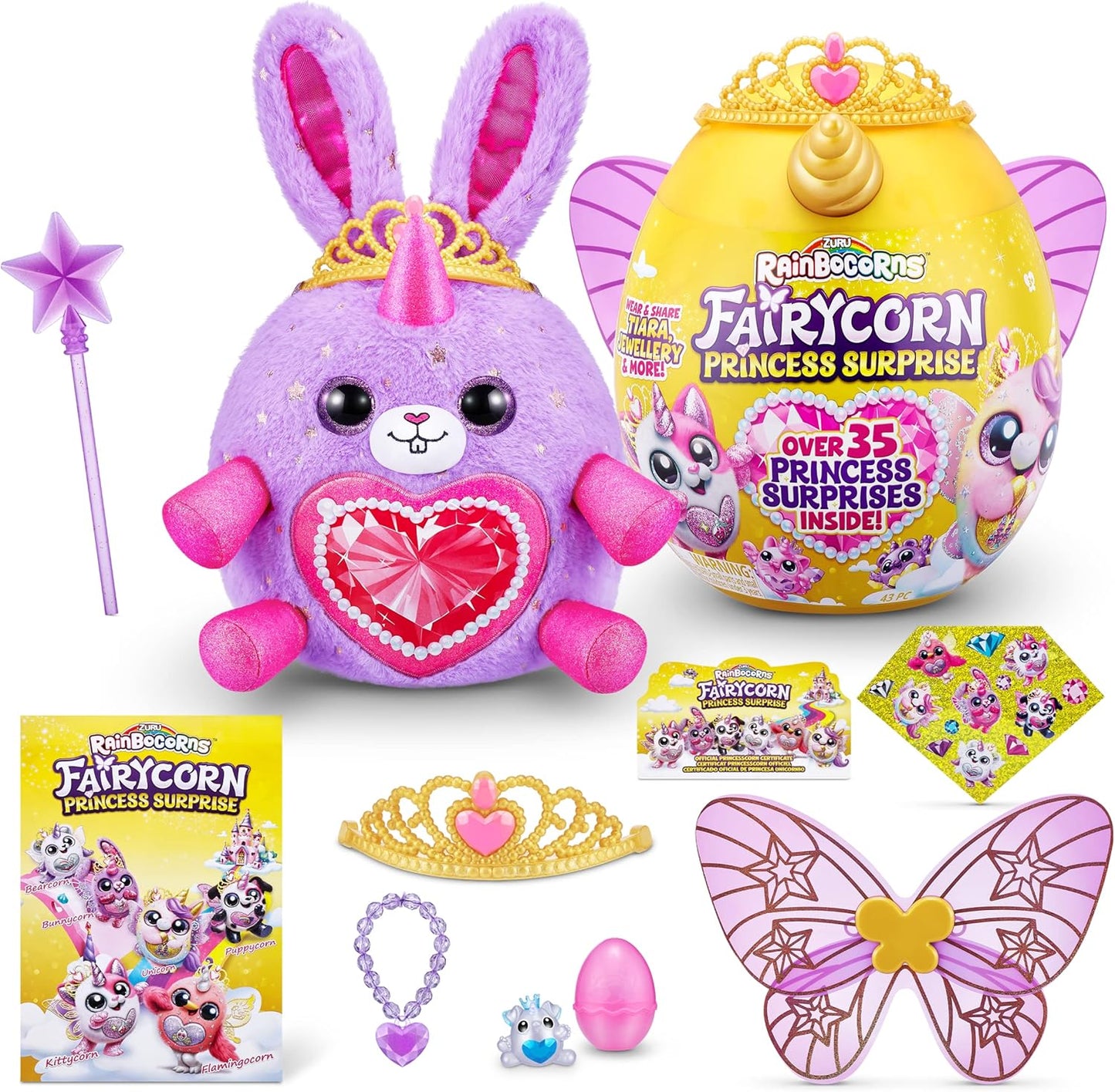 Rainbocorns Fairycorn Princess Série 6 Duquesa a Coelhinha - Pelúcia Colecionável - Surpresas Mágicas da Princesa Fada, Animal de Pelúcia Cuddle, Adesivos (Coelho)