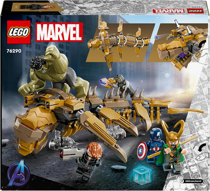 LEGO Marvel Os Vingadores vs. O Leviatã, brinquedo infantil montável, figura do Hulk e minifiguras do Capitão América, Loki, Viúva Negra e Chitauri, para meninos e meninas de 7 anos ou mais 76290