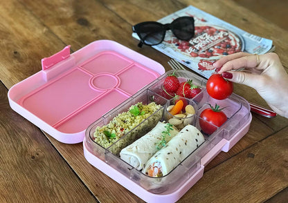 Yumbox Lancheira Bento Tapas 4,2 xícaras: Design de 4 compartimentos à prova de vazamentos em Capri Pink Rainbow - Perfeito para refeições portáteis ricas em nutrientes para adultos e crianças maiores