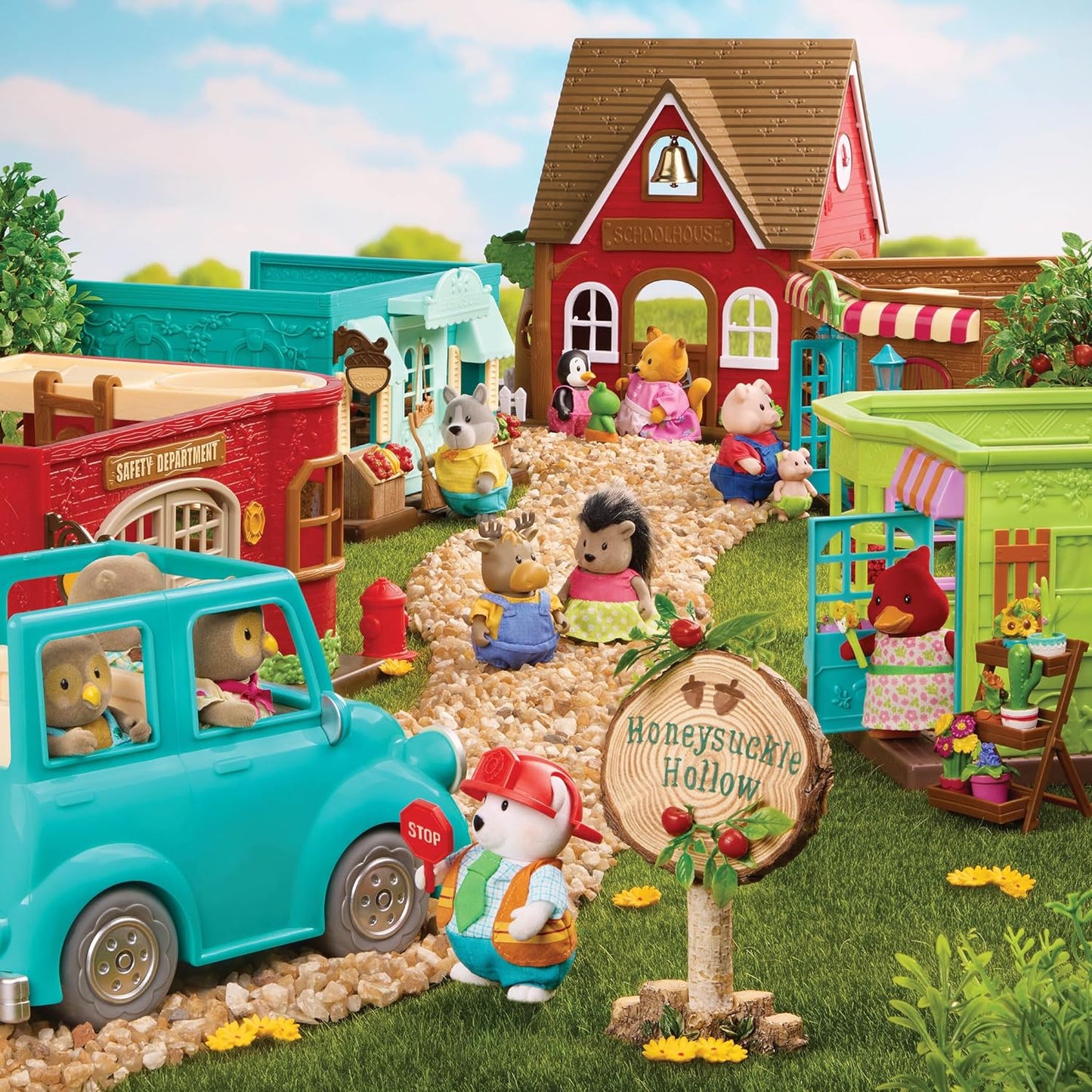 Li'l Woodzeez Store Playset – Honeysuckle Hollow General Store – Conjunto de brinquedos de 69 peças – Brinquedos de família para crianças de 3 anos ou mais