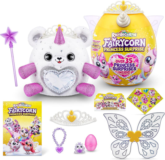 Rainbocorns Fairycorn Princess Série 6 Gemmie, o Urso Polar - Pelúcia Colecionável - Surpresas Mágicas da Princesa Fada, Animal de Pelúcia Cuddle, Adesivos