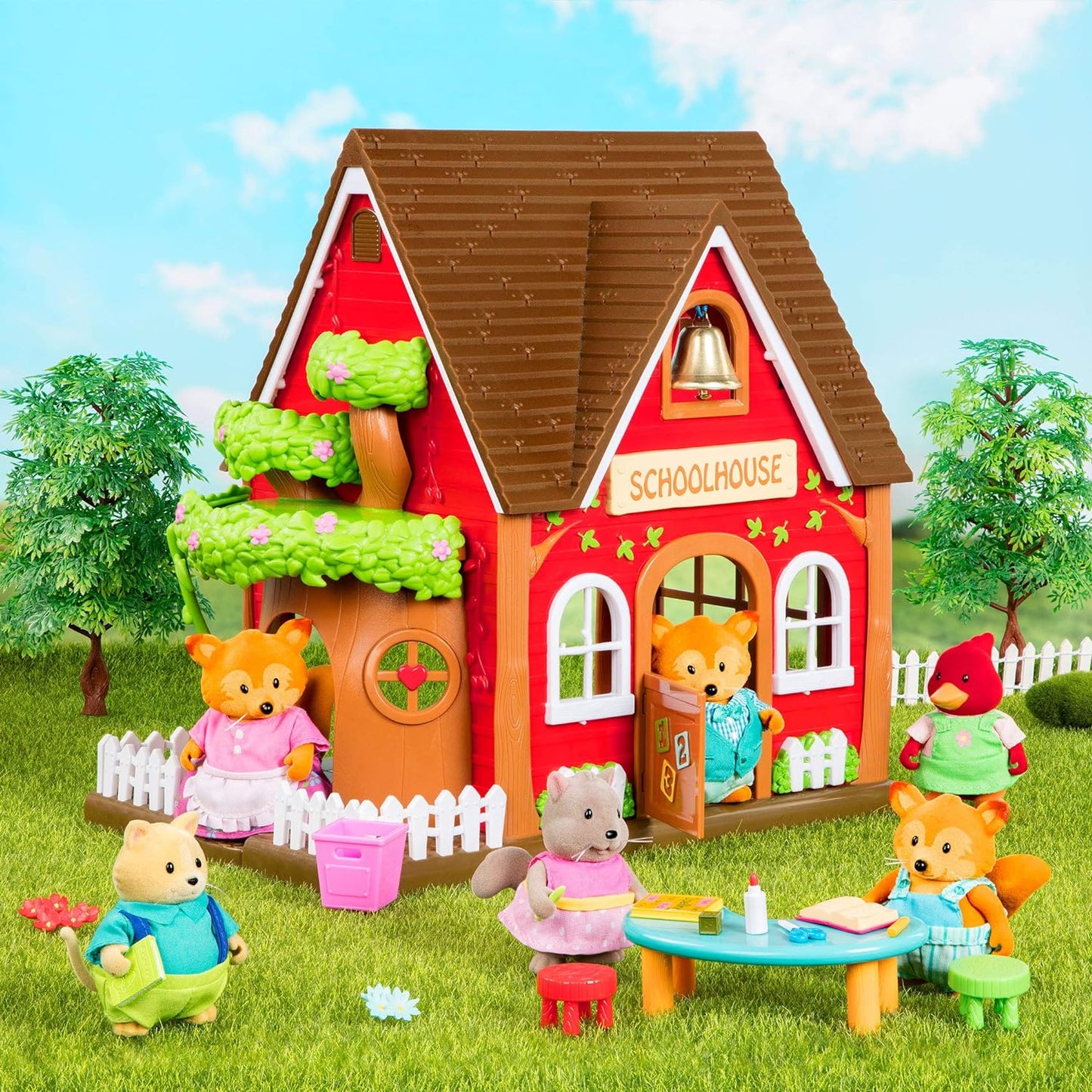 Li’l Woodzeez – Família Handydandy Mouse – Conjunto de brinquedos de 5 peças com estatuetas de animais em miniatura e livro de histórias – Brinquedos e acessórios de animais para crianças a partir de 3 anos