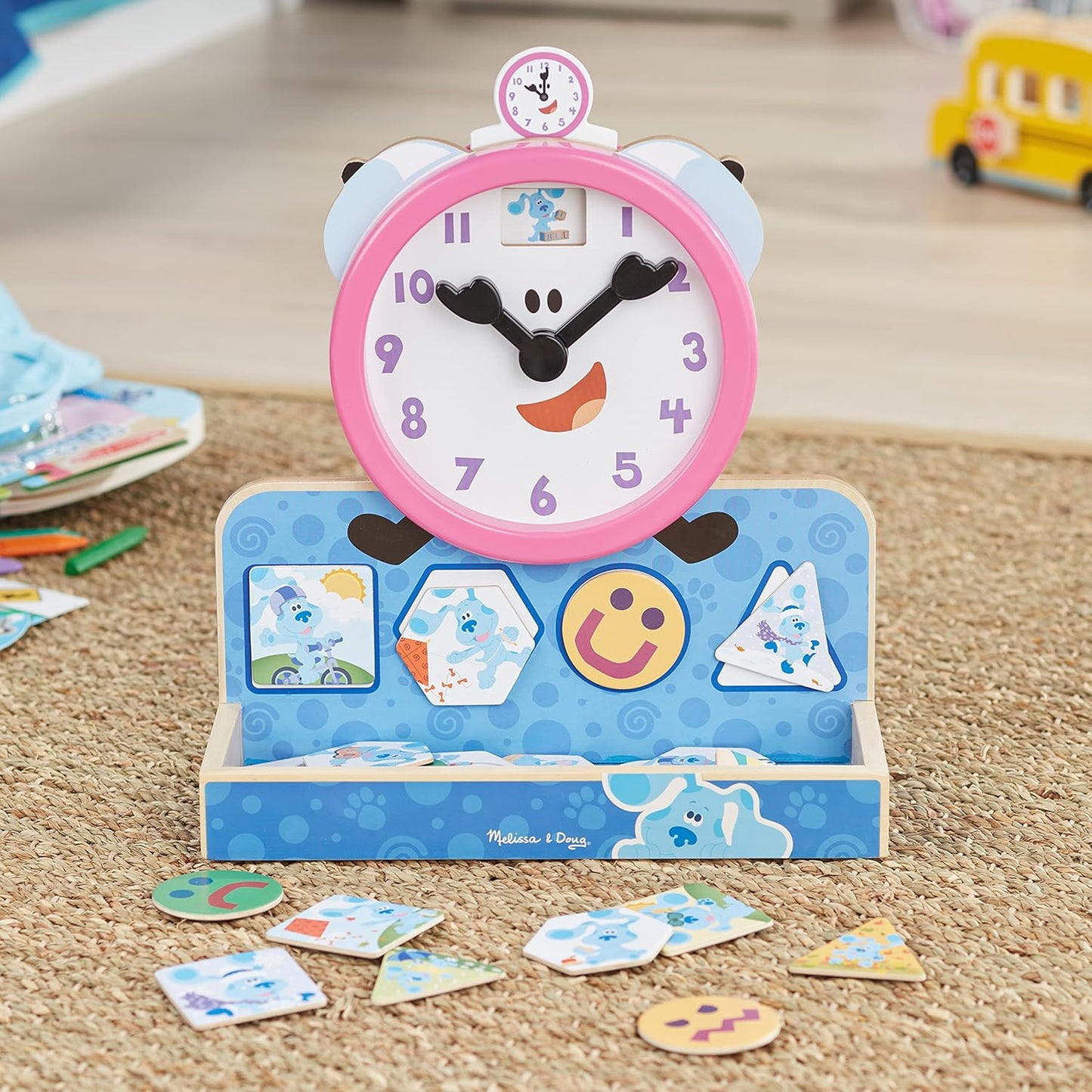 ¡Las pistas de Melissa y Doug Blue y tú! Reloj magnético Tickety Tock de madera