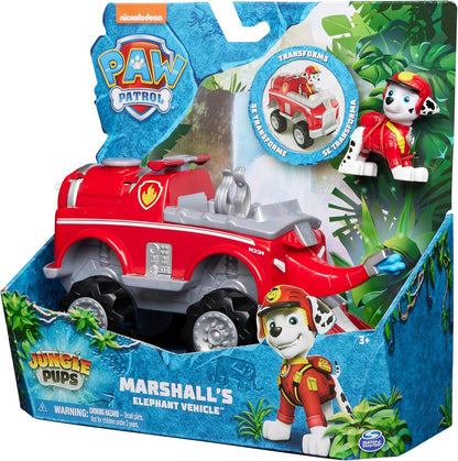 Paw Patrol Jungle Pups, veículo elefante de luxo de Marshall, caminhão de brinquedo com boneco de ação colecionável, brinquedos infantis para meninos e meninas de 3 anos ou mais