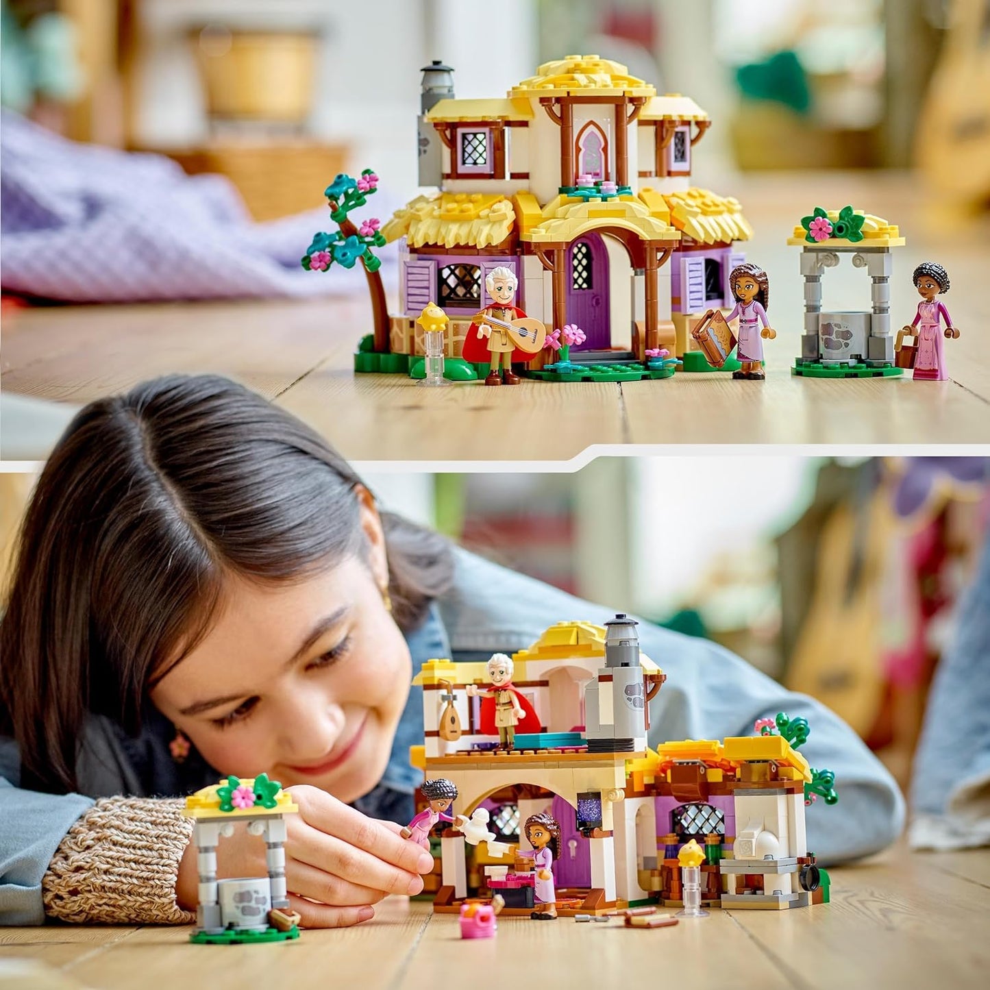 LEGO 43231 Disney Wish Asha's Cottage Playset, abrindo Toy Dollshouse do filme Wish com minibonecas Asha, Sakina e Sabino e figura de estrela, ideia para crianças, meninas e meninos