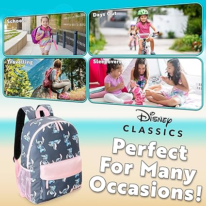 Disney Mochila para meninas, mochilas escolares Stitch para meninas