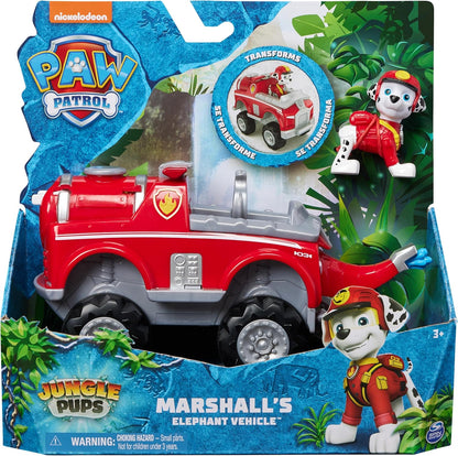 Paw Patrol Jungle Pups, veículo elefante de luxo de Marshall, caminhão de brinquedo com boneco de ação colecionável, brinquedos infantis para meninos e meninas de 3 anos ou mais