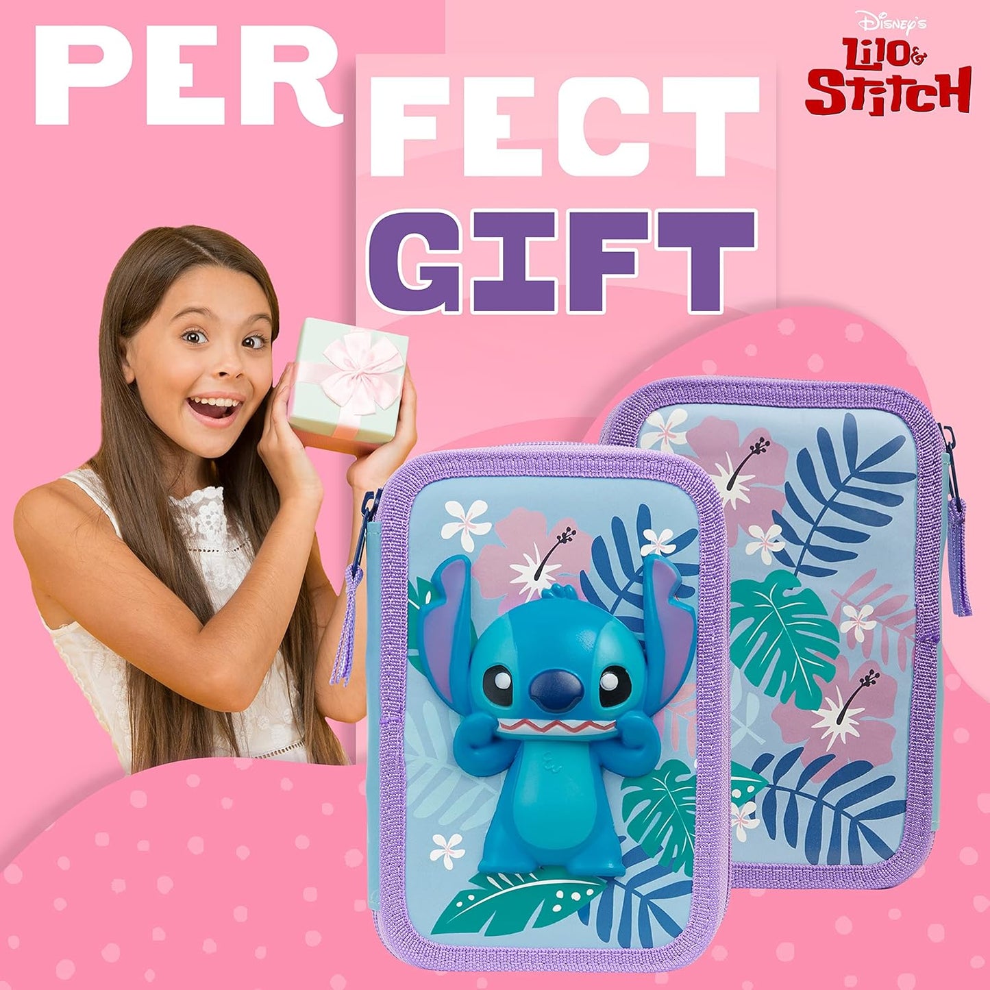 Disney Estojo de Lápis Cheio com Papelaria para Crianças, Material Escolar Lápis de Cor, Marcadores - Presentes para Meninas (Blue Frozen Double Zip)