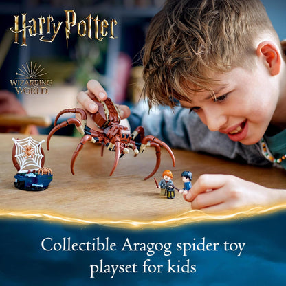 LEGO Conjunto Harry Potter Aragogue na Floresta Proibida, brinquedo de construção para crianças, com figura de aranha e minifigura do personagem Ron Weasley, presente do mundo mágico para meninos, meninas e fãs de 7 anos ou mais 76434