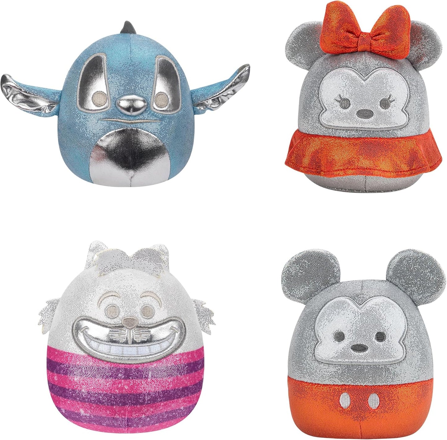 Squishmallows SQDI00234 Mickey, Stitch, Cheshire Cat, Minnie Original Disney100 Conjunto de caixa de 5 polegadas e 4 pacotes - Little Ultrasoft Oficial Jazwares Plush