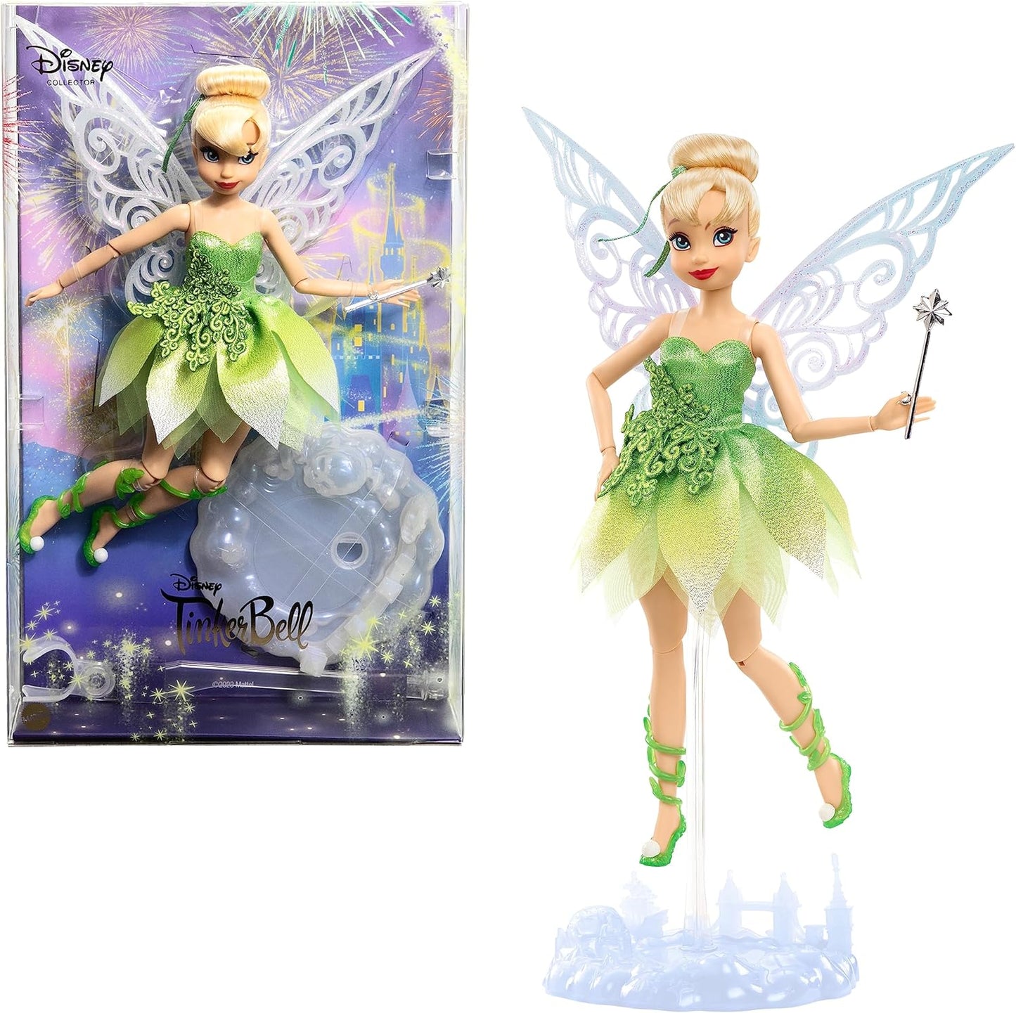 Mattel Boneca Tinker Bell colecionadora da Disney com asas para comemorar os 100 anos de maravilhas da Disney, inspirada no filme da Disney, presentes para crianças e colecionadores