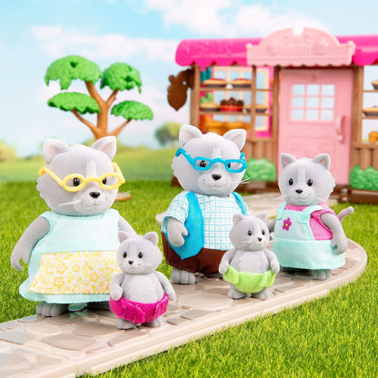 Li'l Woodzeez WZ6714Z Battat Li’l Woodzeez – Família de gatos Daintypaw com avós – Conjunto de 7 peças com estatuetas em miniatura – Brinquedos e acessórios de animais para crianças a partir de 3 anos, vários