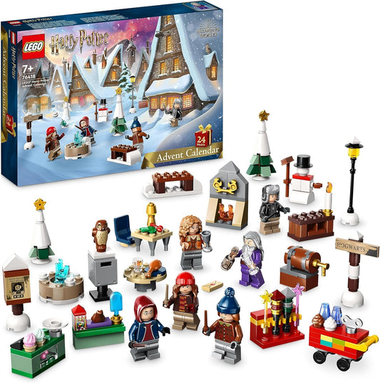 LEGO 76418 Harry Potter Calendario de Adviento 2023 con 24 regalos que incluyen 18 mini construcciones de Hogsmeade Village y 6 minifiguras, juguetes de cuenta regresiva navideña para niños, niñas, niños y fanáticos