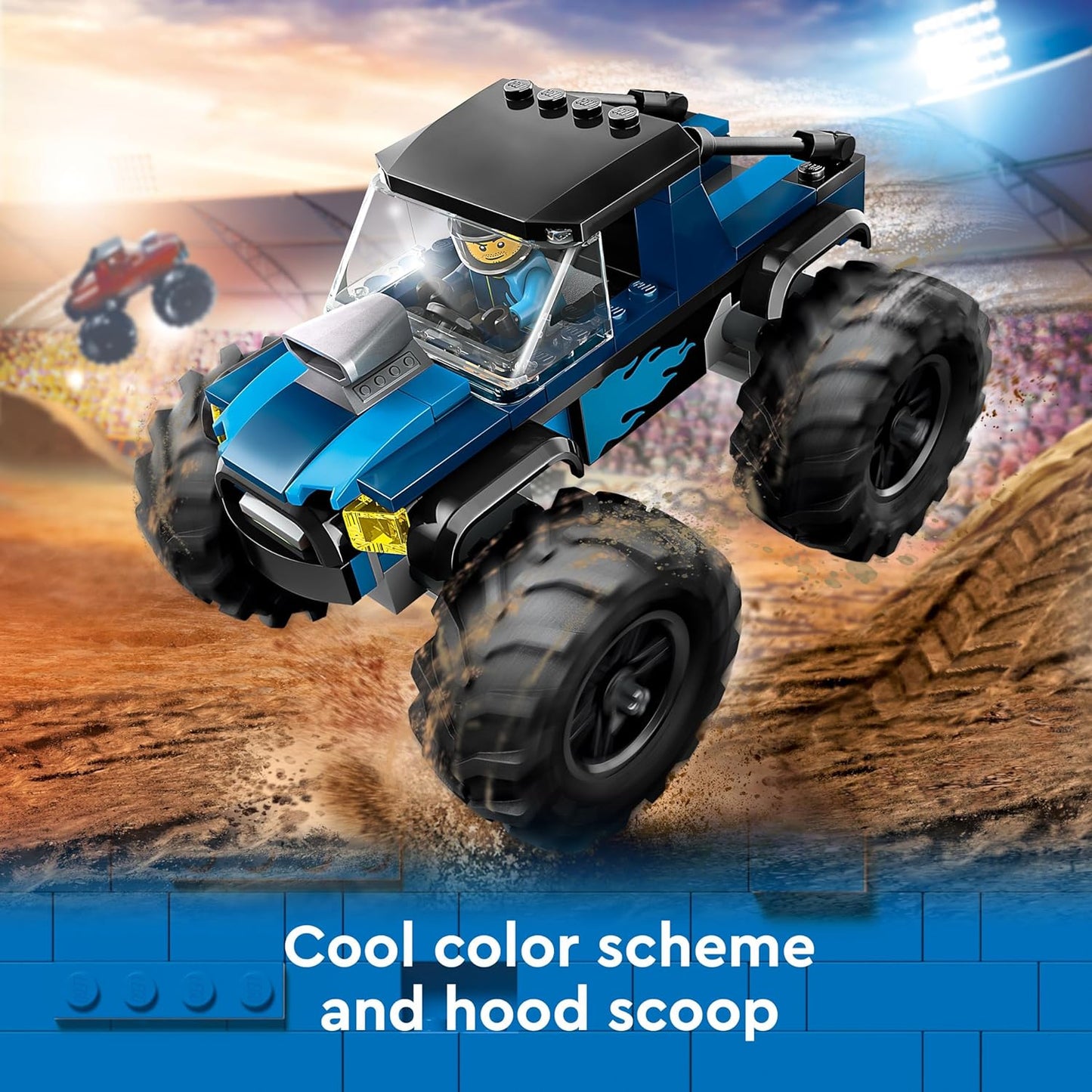 LEGO Brinquedo City Blue Monster Truck para meninos e meninas de 5 anos ou mais, conjunto de veículo com minifigura de motorista, brinquedos criativos de carro de corrida para crianças, ideia de presente de aniversário 60402