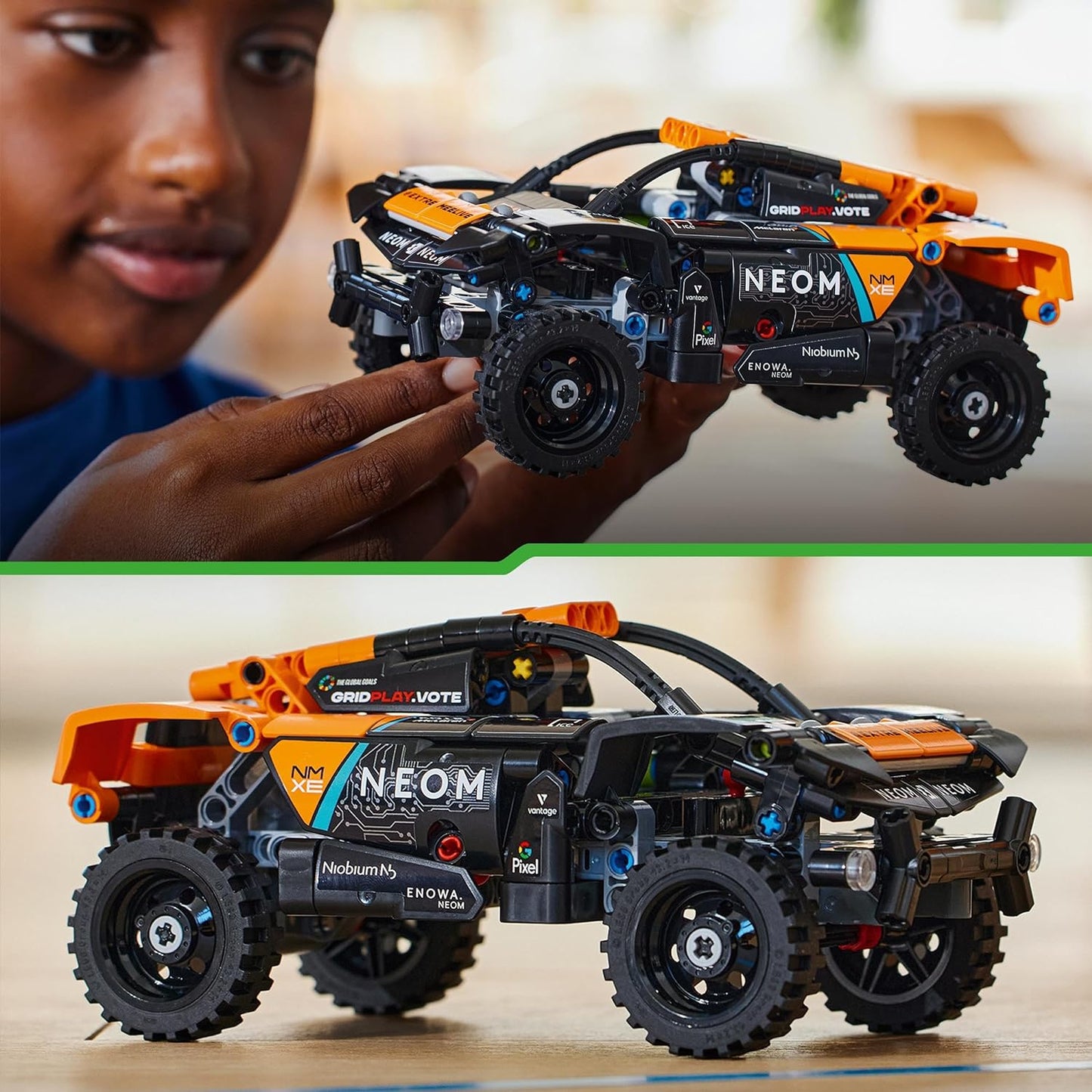 LEGO Brinquedo de carro de corrida Technic NEOM McLaren Extreme E para crianças, meninos e meninas com mais de 7 anos que amam carros modelo, conjunto de veículos de corrida off-road pull-back, ideia de presente de aniversário 42166