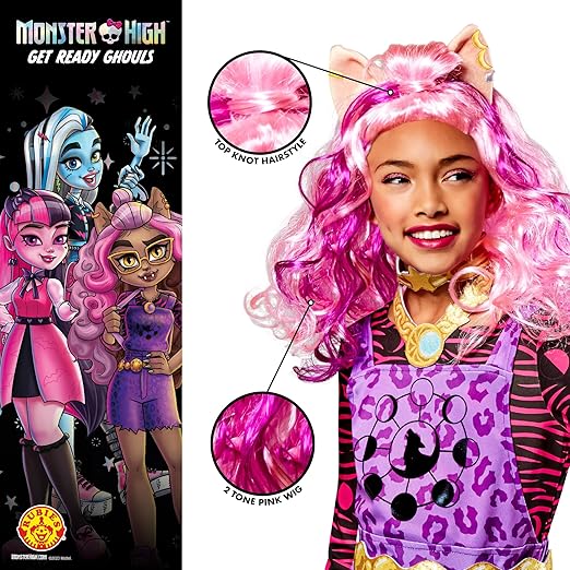 Rubies oficial Monster High Clawdeen Wolf peruca infantil, acessório de vestido extravagante infantil