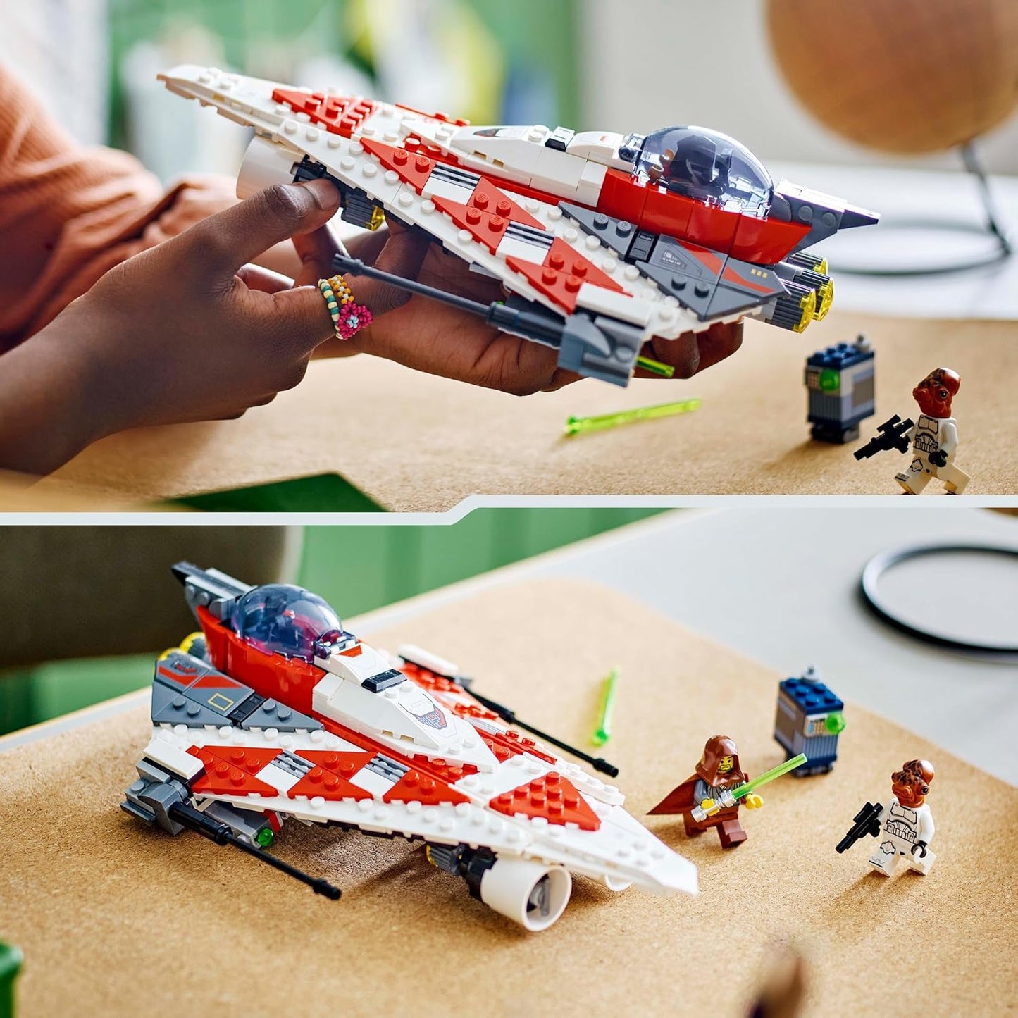 LEGO Star Wars Jedi Bob’s Starfighter Buildable Toy Vehicle para meninos e meninas de 8 anos ou mais, com 2 minifiguras de personagens e uma figura de Droid,