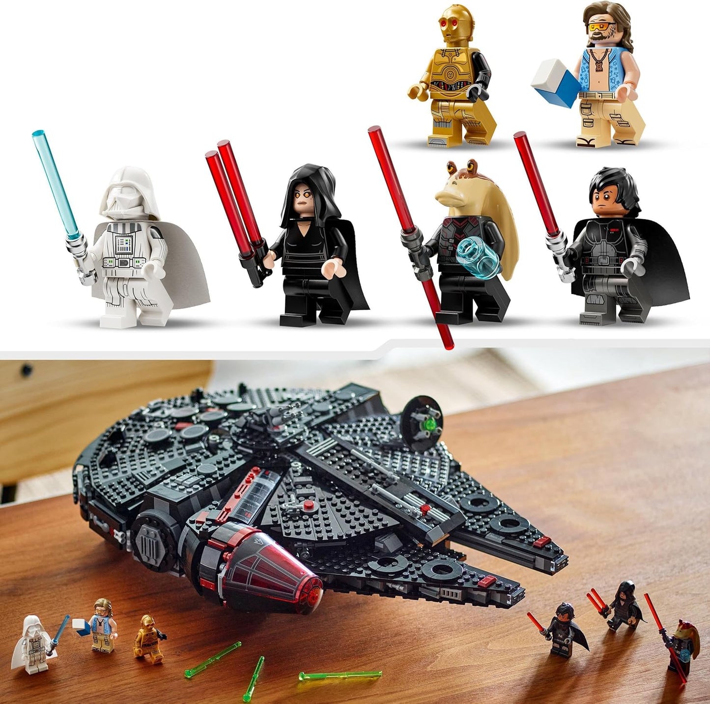 LEGO Conjunto de nave estelar Star Wars The Dark Falcon, brinquedo de construção de veículos para meninos e meninas com mais de 10 anos, com 6 minifiguras incl. C-3PO, presente de aniversário para crianças e fãs 75389