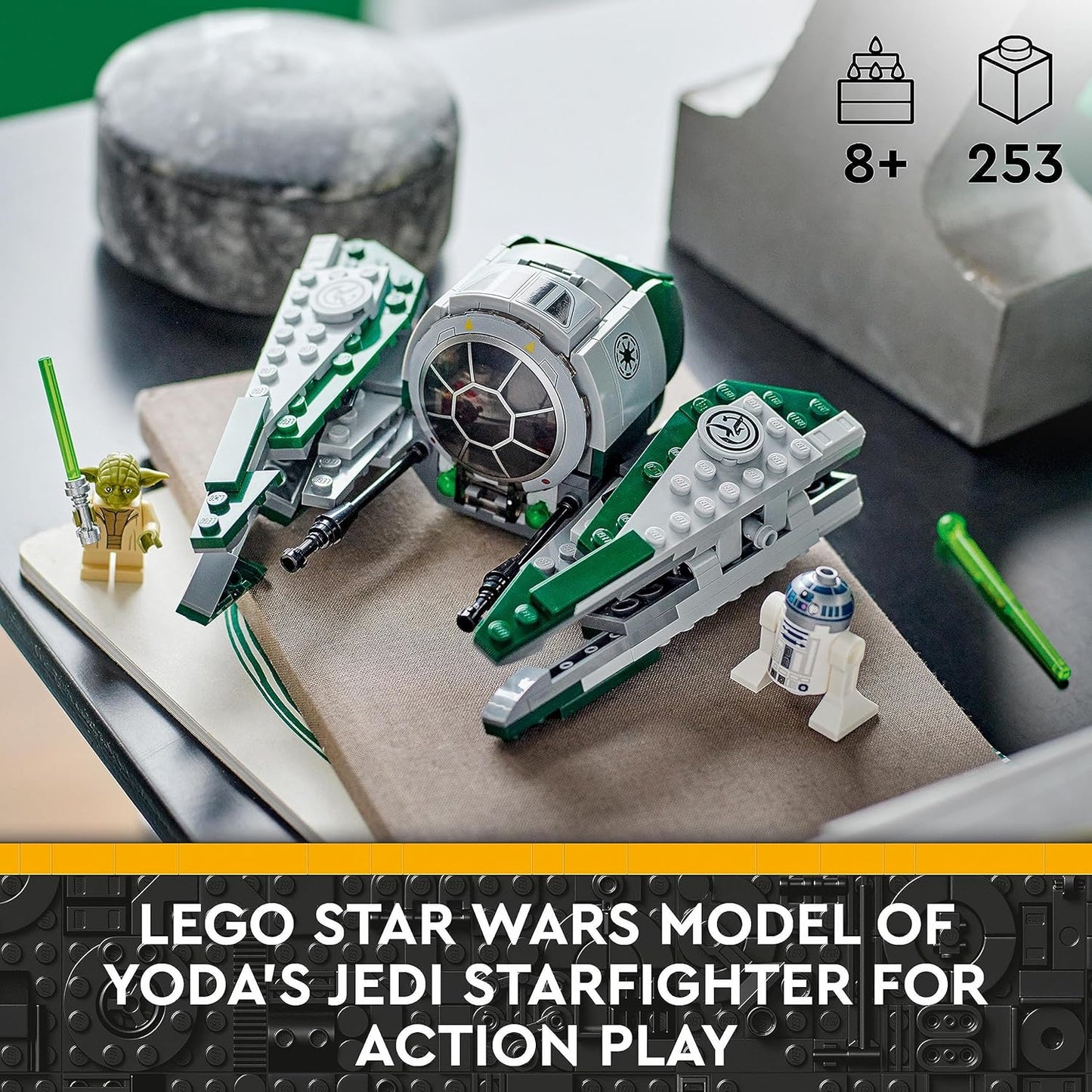 LEGO Brinquedo de construção Jedi Starfighter de Star Wars Yoda para crianças, meninos e meninas, conjunto de veículos The Clone Wars com minifigura do Mestre Yoda