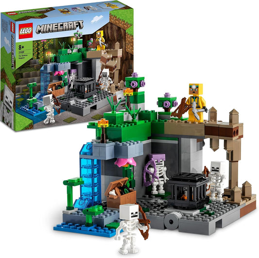 LEGO Minecraft The Skeleton Dungeon Set, brinquedo de construção para meninos e meninas de 8 anos ou mais, com cavernas, mobs e figuras com acessórios de besta, presente de aniversário infantil