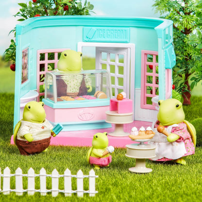 Li'l Woodzeez  WZ6735Z Playset - Sorveteria Scoops & Sprinkles - Conjunto de 18 peças - Brinquedos de família para crianças a partir de 3 anos