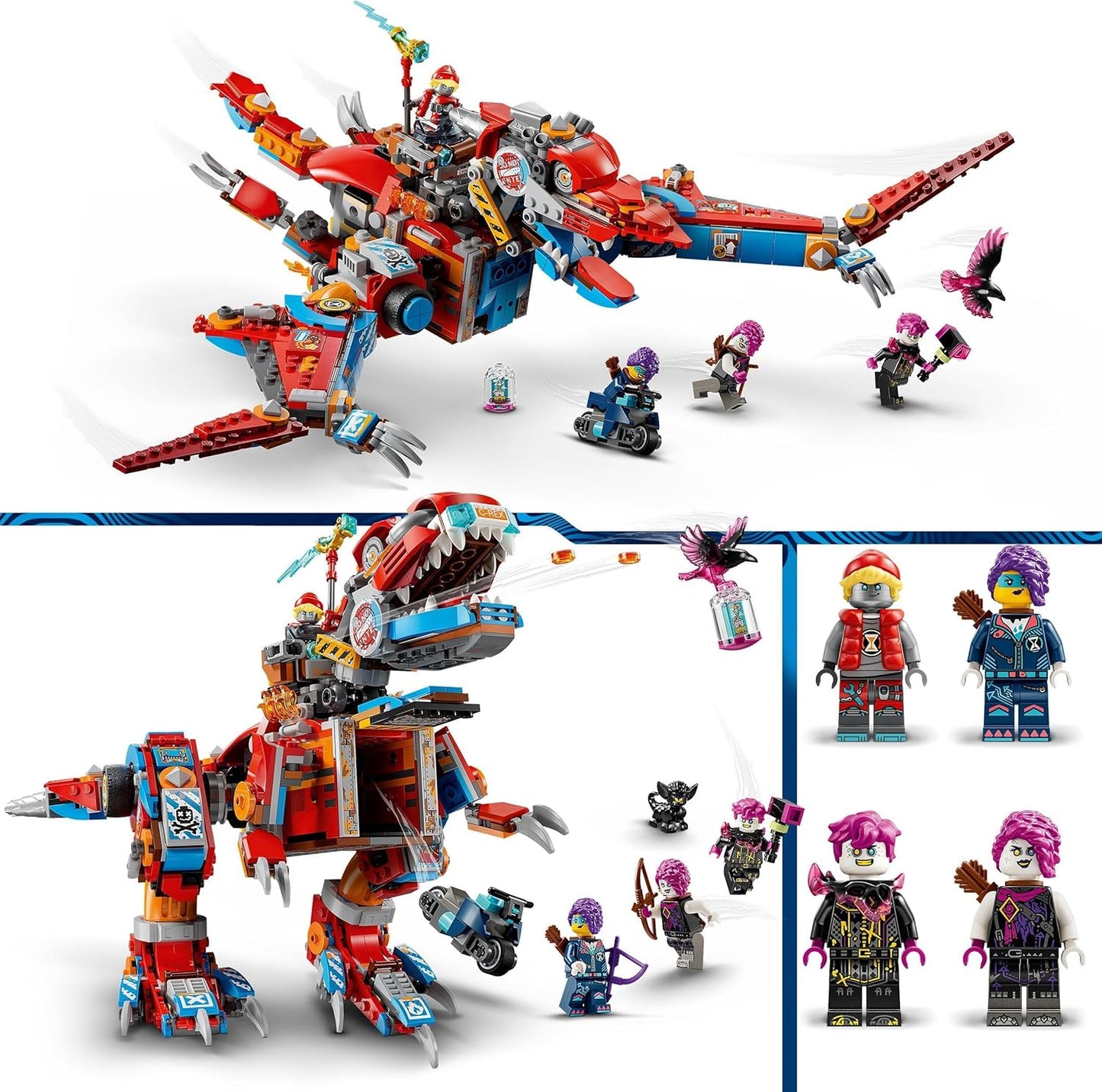 LEGO DREAMZzz Conjunto Robot Dinosaur C-Rex de Cooper, T. rex Dino Action Figure reconstrói em um brinquedo pterodáctilo legal para meninos e meninas de 9 anos ou mais,