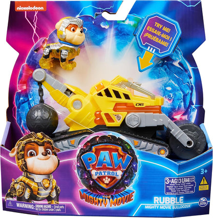 Paw Patrol: The Mighty Movie, caminhão de brinquedo de construção com entulho, figura de ação Mighty Pups, luzes e sons, brinquedos infantis para meninos e meninas 3+