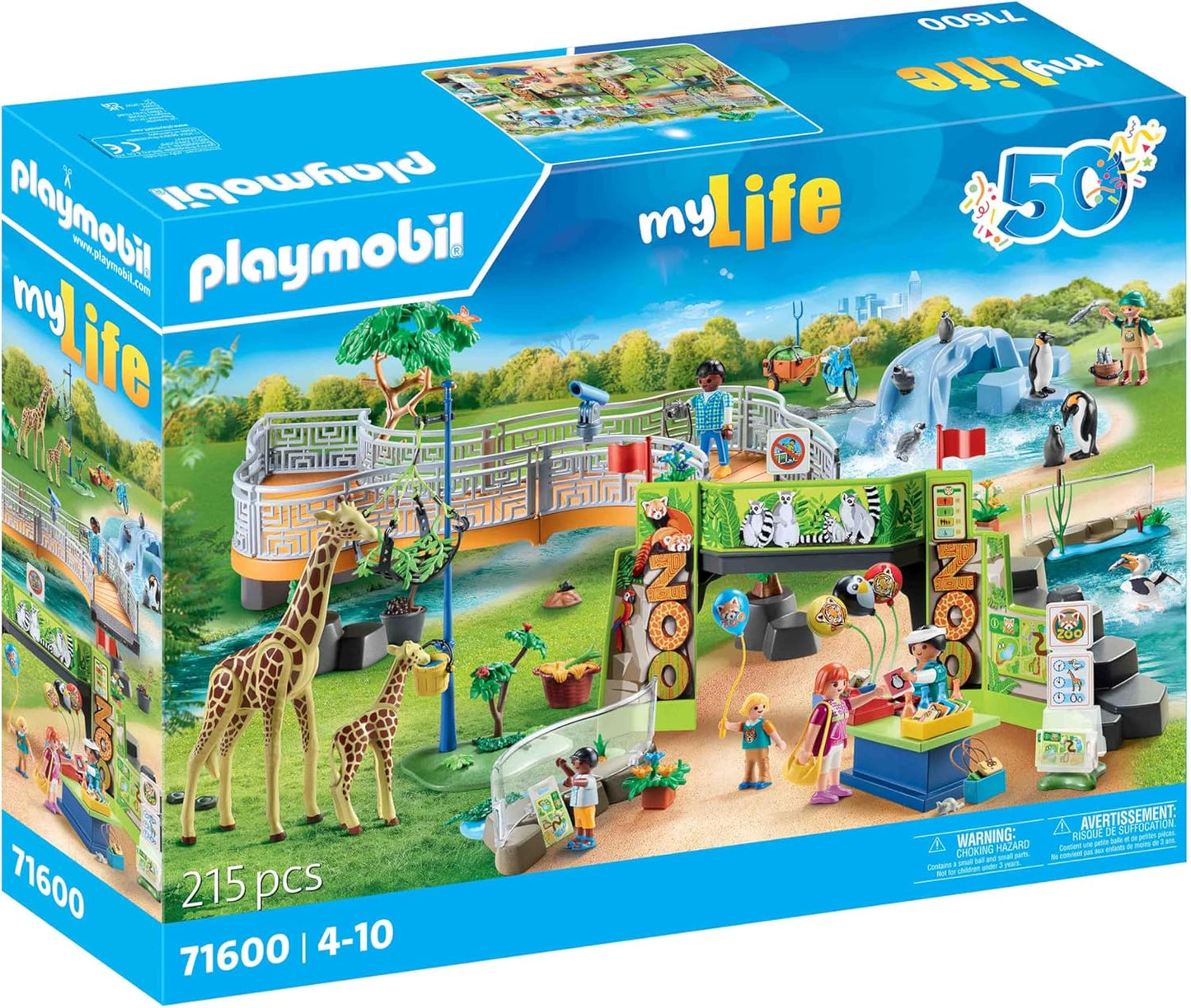 Playmobil 71600 MyLife: Large City Zoo, extenso zoológico com 16 animais exóticos, bem como acessórios variados, conjuntos de jogos detalhados adequados para crianças a partir de 4 anos