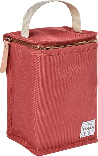 BÉABA - Bolsa Isolada para Refeições para Bebés - Grande Capacidade - Armazenamento Térmico para Garrafas - Bolsa para transportar refeições completas - Dobrável - Material Macio Impermeável - Terracota