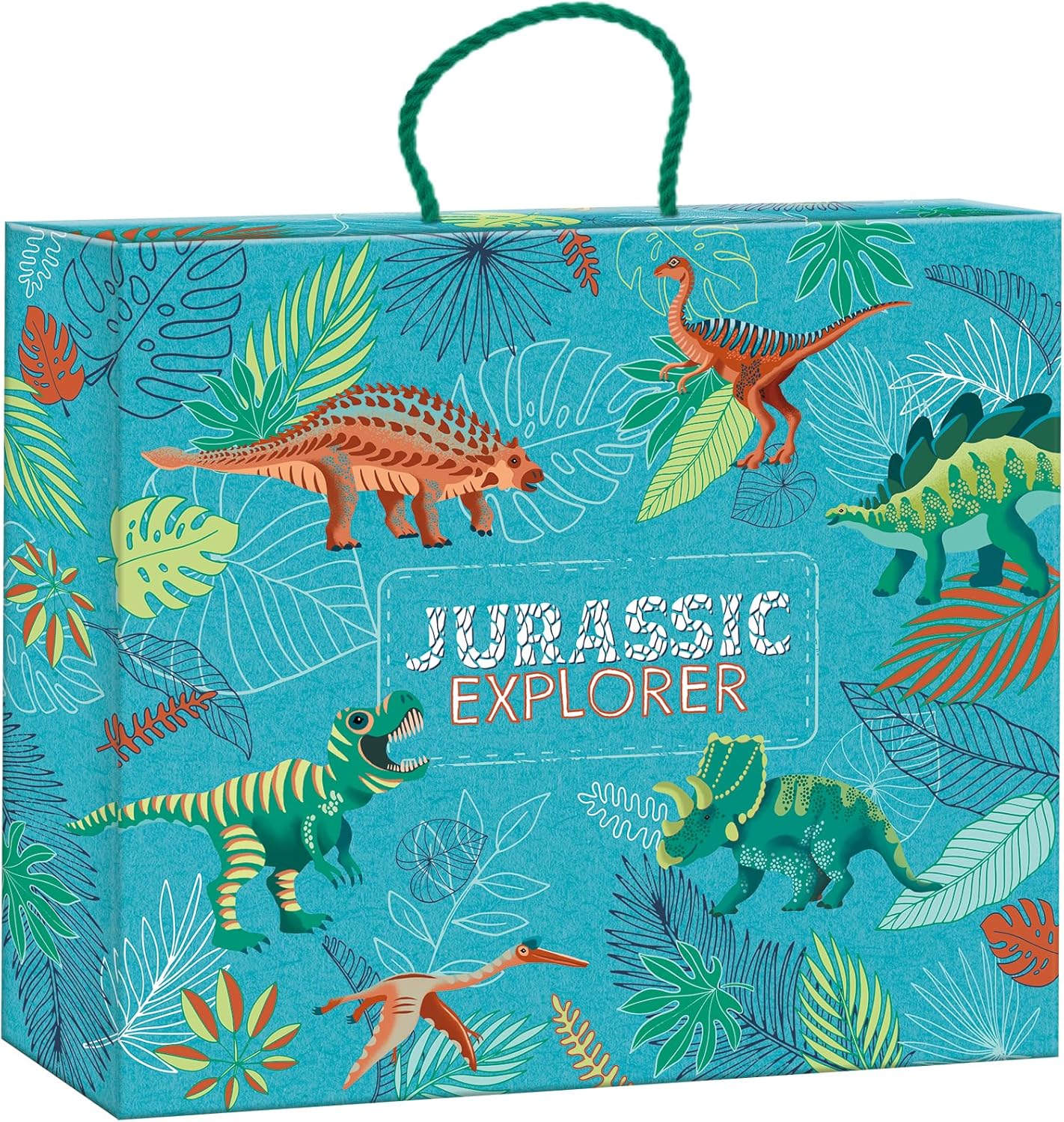 Janod - Jurassic Explorer - Pasta Explorer - Kit de artes e ofícios - 6 atividades diferentes - Brinquedo de atividades artesanais infantis para maiores de 6 anos,