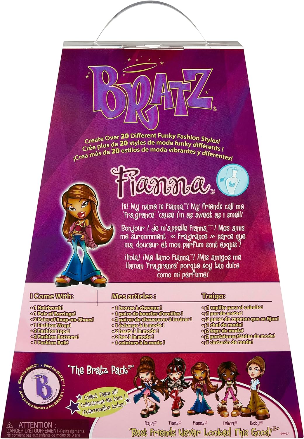 Bratz  Boneca Fashion Original - FIANNA - Série 3 - Boneca, 2 Roupas e Pôster - Para Colecionadores e Crianças a partir de 6 anos