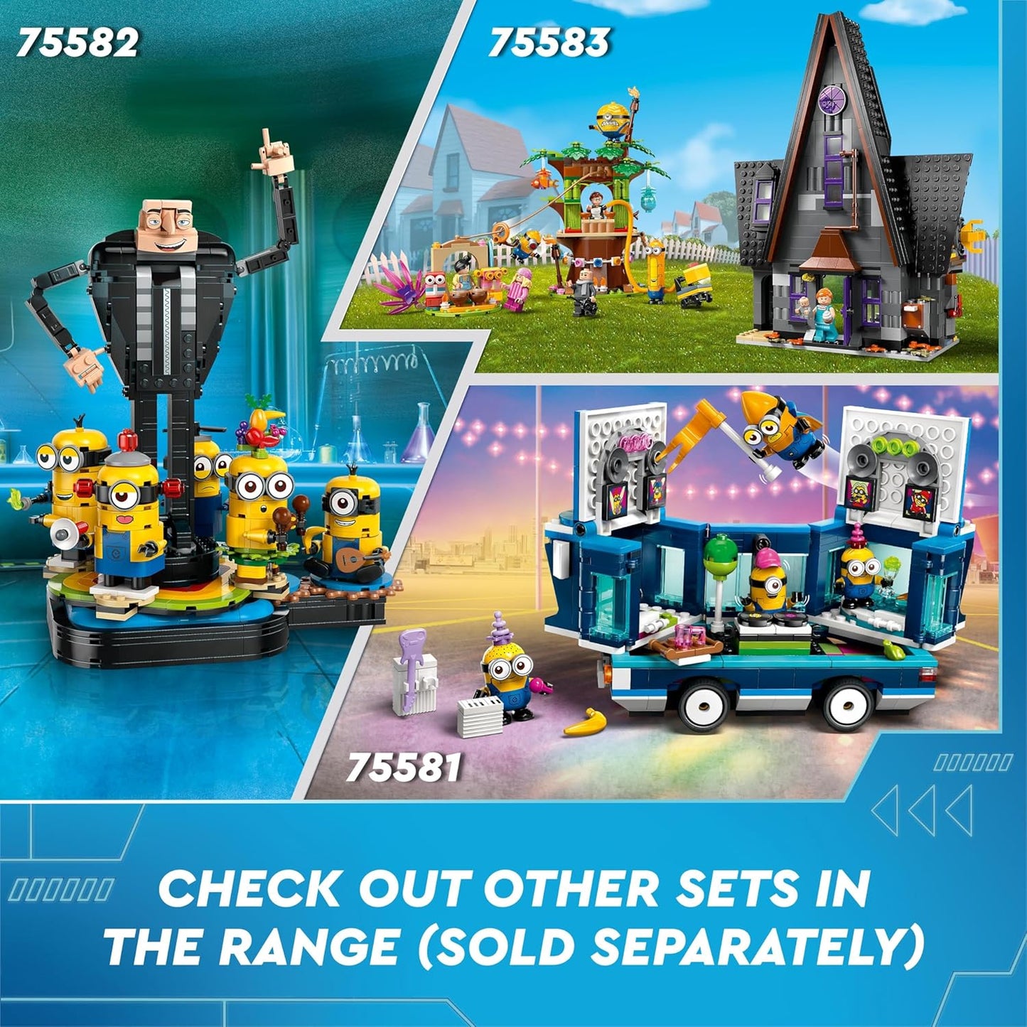 LEGO Despicable Me Minions e Banana Car Toy, cenário de filme para crianças de 6 anos ou mais, meninos e meninas, divertido conjunto de brinquedos para veículos pequenos, presente para fãs de construção criativa 75580