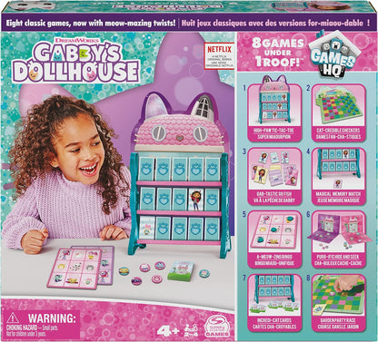 Gabby’s Dollhouse Jogos HQ Damas Tic Tac Toe Memory Match Go Fish Bingo Cards Jogos de tabuleiro Brinquedo Presente Netflix Fontes de festa, para crianças de 4 anos ou mais