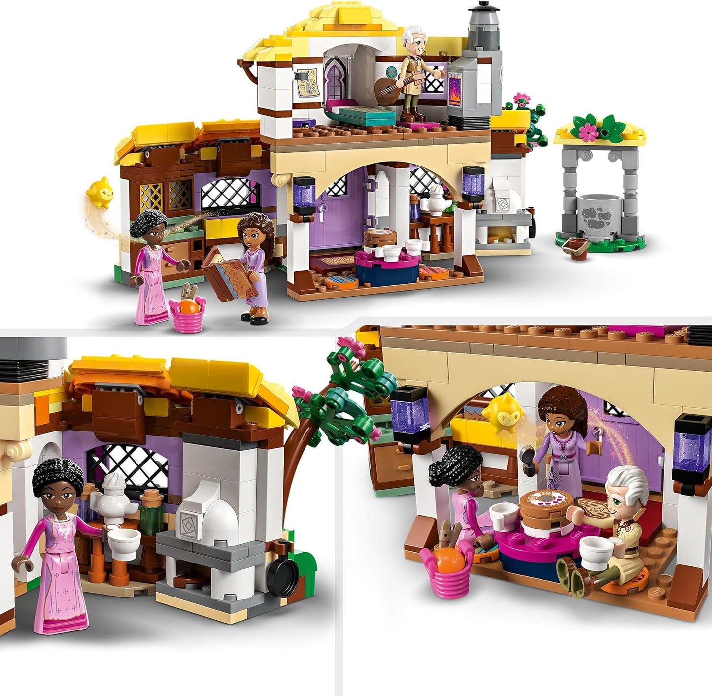 LEGO 43231 Disney Wish Asha's Cottage Playset, abrindo Toy Dollshouse do filme Wish com minibonecas Asha, Sakina e Sabino e figura de estrela, ideia para crianças, meninas e meninos