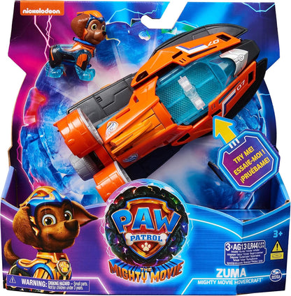 Paw Patrol: The Mighty Movie, Jet Boat de juguete con figura de acción de Zuma Mighty Pups, luces y sonidos, juguetes para niños y niñas 3+