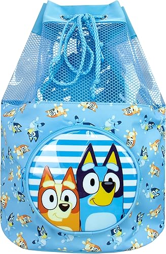 Bluey Bolsa de natação infantil praia piscina natação mochila com cordão para meninos ou meninas azul