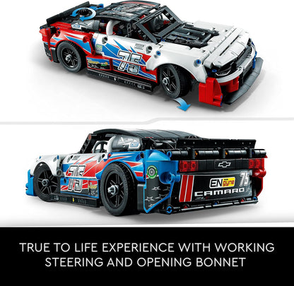 LEGO Kit de construção de carro modelo Technic NASCAR Next Gen Chevrolet Camaro ZL1, veículo de corrida de brinquedo, conjunto de construção colecionável de automobilismo 42153