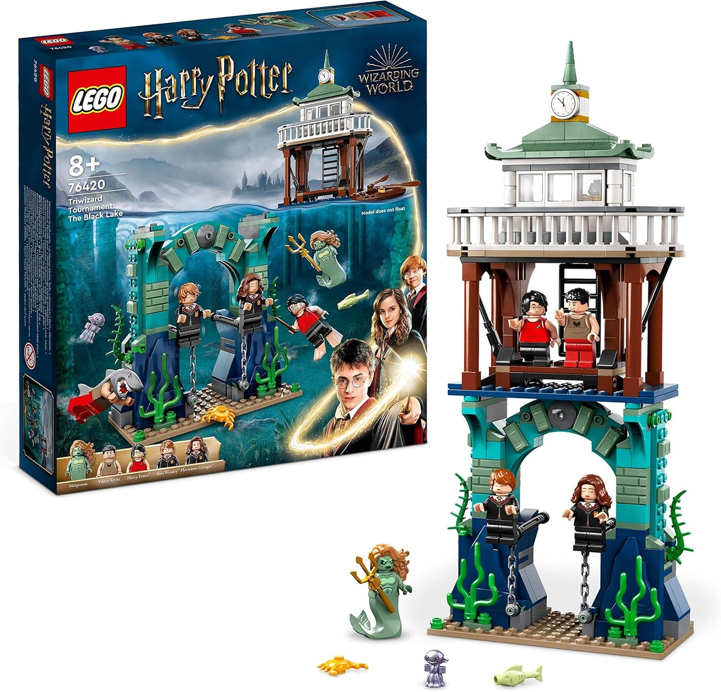 LEGO Torneio Tribruxo Harry Potter: O Lago Negro, Cálice de Fogo Conjunto de brinquedos de construção para crianças, meninos e meninas com modelo de barco e 5 minifiguras 76420