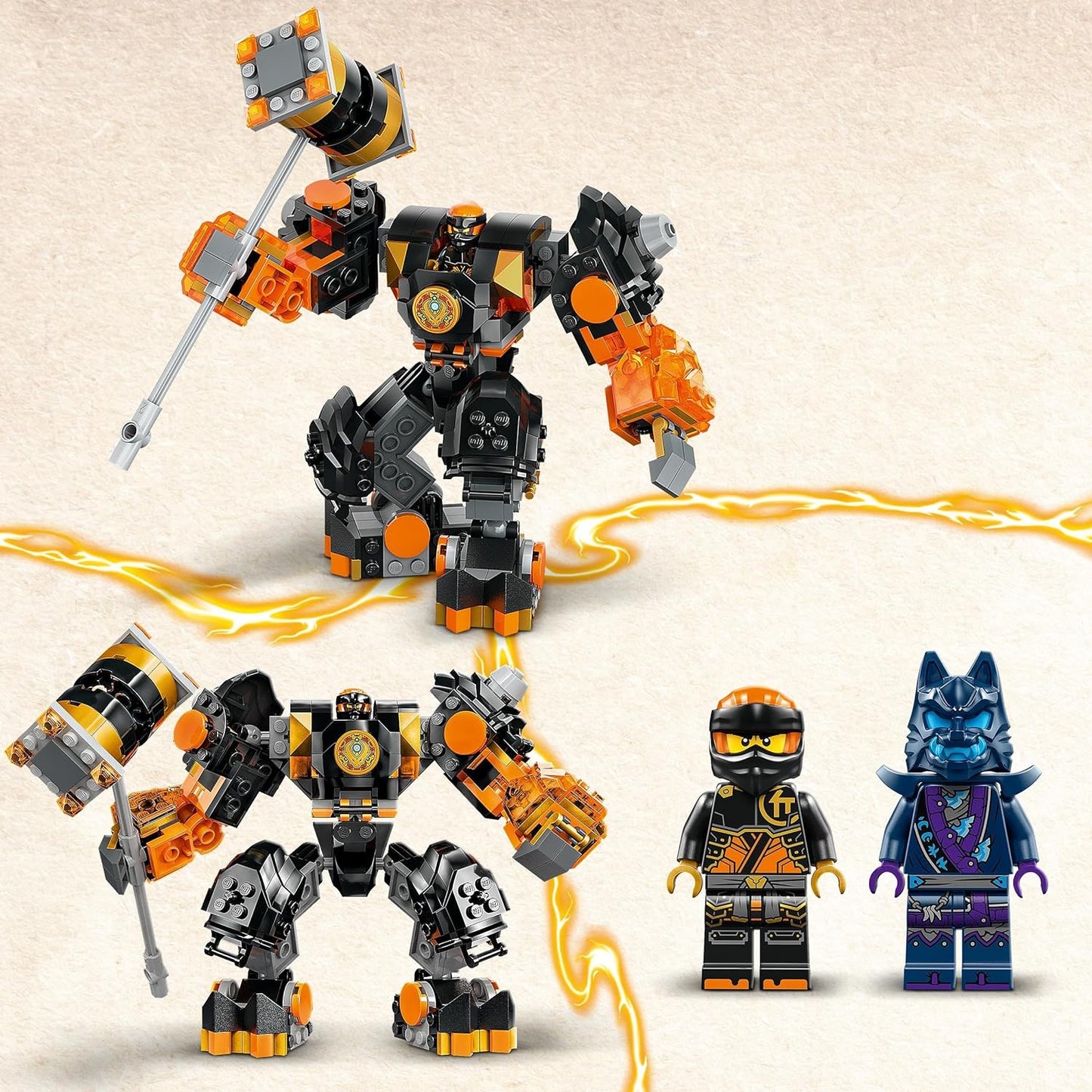 LEGO NINJAGO Cole's Elemental Earth Mech, brinquedo de boneco de ação, conjunto de construção Dragons Rising com personagem ninja Cole minifigura, presente para meninos, meninas e crianças de 7 anos ou mais 71806