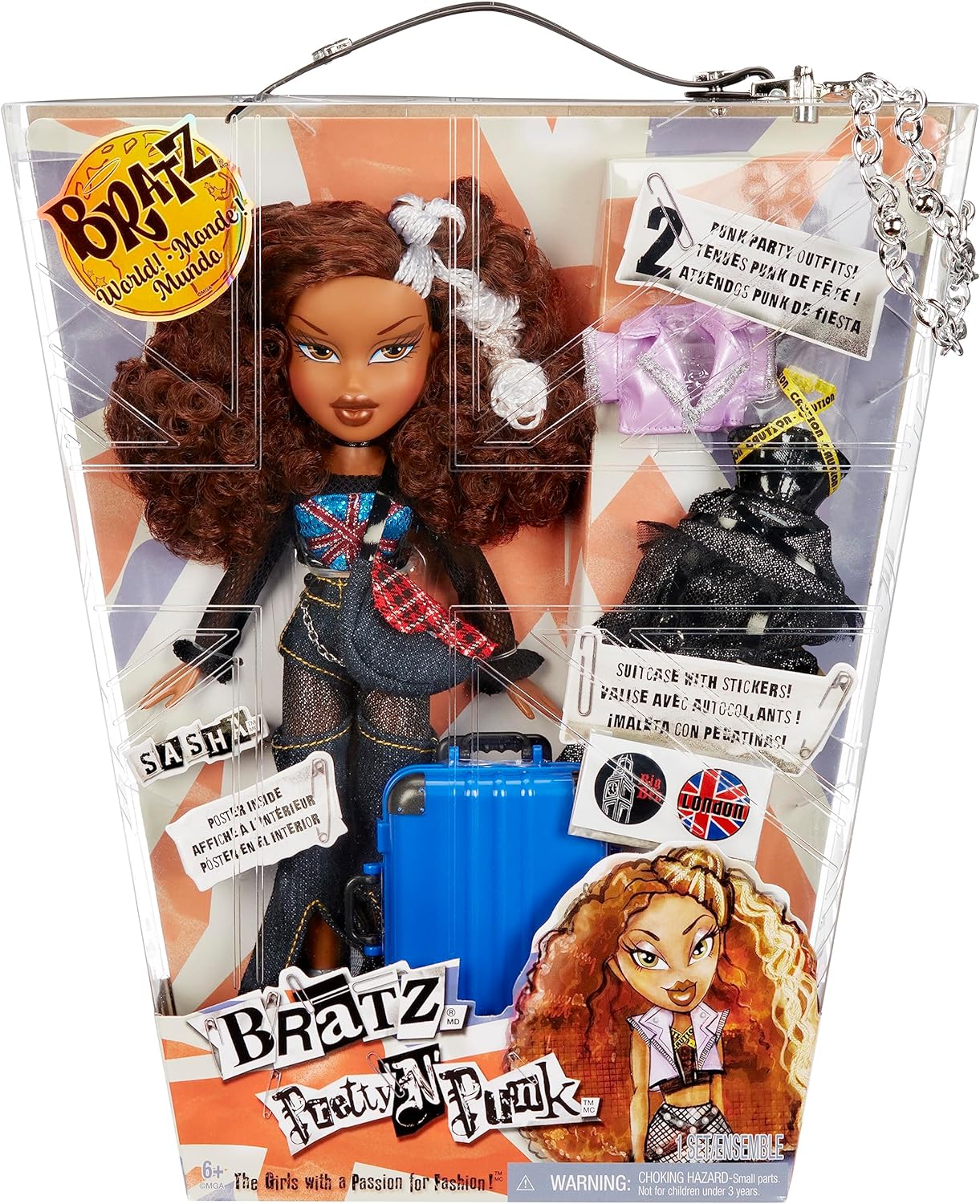 Bratz Boneca da moda Pretty ‘N’ Punk - SASHA - Duas bonecas de relançamento favoritas dos fãs com roupas da moda mix & match, mala personalizável e acessórios divertidos - para crianças e colecionadores com mais de 6 anos