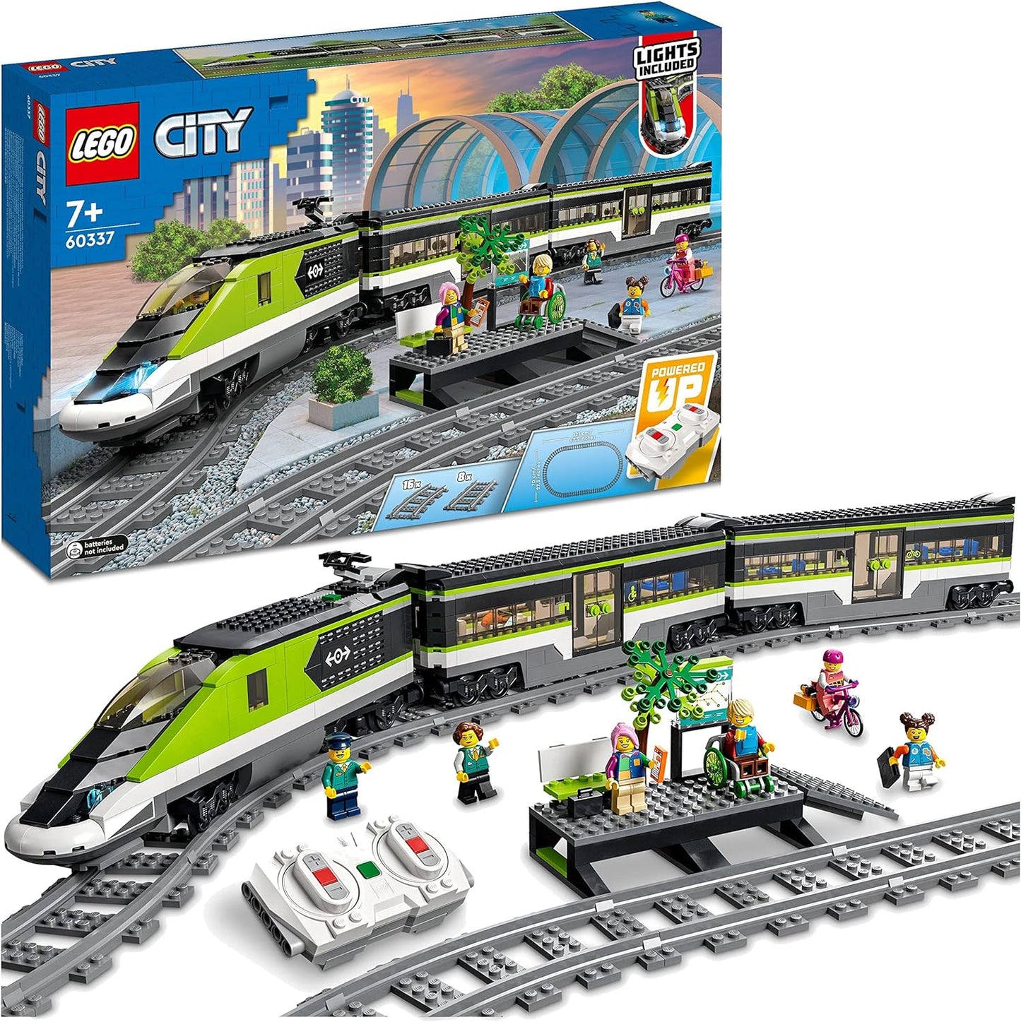 LEGO 60337 Conjunto de trem de passageiros City Express, brinquedo com controle remoto, 7 anos ou mais